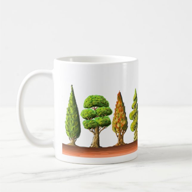 Les cyprès en dessin couleurs kaffemugg (Vänster)