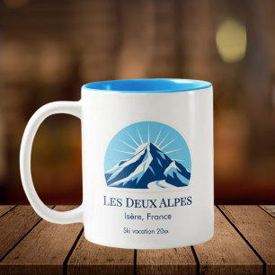 Les Deux Alpes, Isère, Frankrike souvenir från ski Två-Tonad Mugg