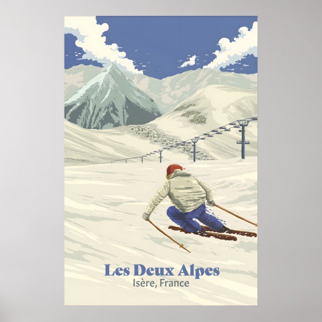 Les Deux Alpes skidort Travelaffisch Poster (Framsidan)