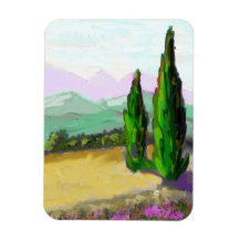 Les deux cyprés en Provence, Vaucluse.