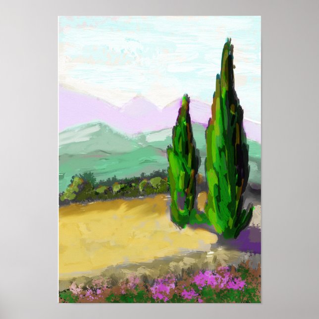 Les deux cyprés en Provence, Vaucluse. Poster (Framsidan)