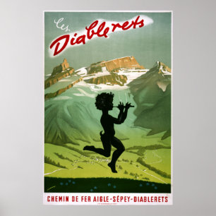 Les Diablerets, Schweitz, vintage resoraffisch Poster