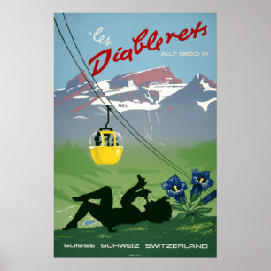 Les Diablerets, Schweiz, Vintage resor Poster