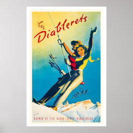 Les Diablerets Schweiz Vintage Skidposter Poster