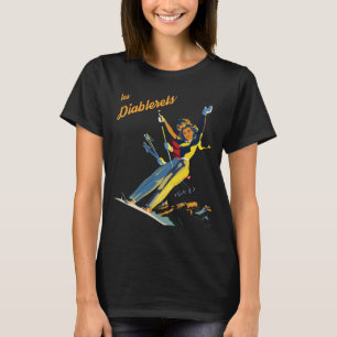 Les Diablerets skidåkare Retro resemärkes T-shirt