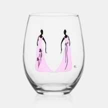 Les Femmes 16 oz. Stammlös vinglas rosa