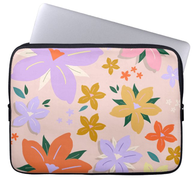 Les Fleurs 04 Retro Colorful Blommigt Laptop Fodral (Framsidan)