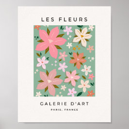 Les Fleurs 07 Abstrakt Flowers Grönt  Blommigt Poster