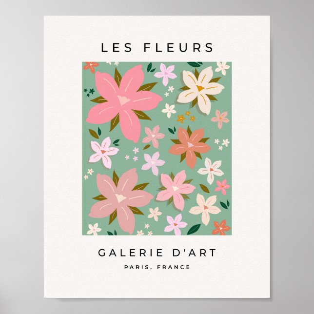 Les Fleurs 07 Abstrakt Flowers Grönt  Blommigt Poster (Framsidan)