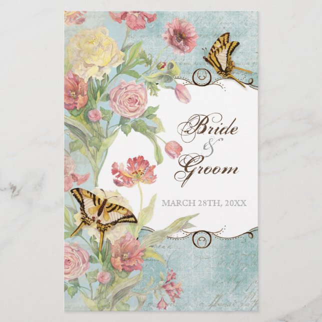 Les Fleurs Peony Ro Tulip Blommigt Flowers Bröllop (Framsida)