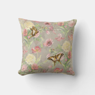 Les Fleurs Peony Ro Tulip Iris Blommigt Flowers Kudde