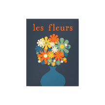 Les Fleurs Retro Flowers i Vas Blue Orange