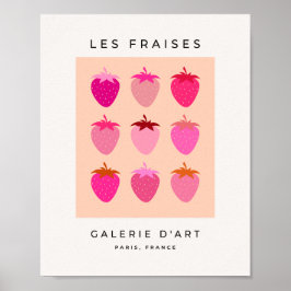 Les Fraises 02 Rosa and Orange Preppy Strawbär Poster