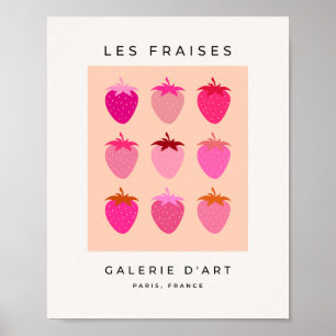 Les Fraises 02 Rosa and Orange Preppy Strawbär Poster