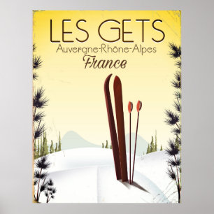 Les Gets Frankrike-skidreseaffisch Poster