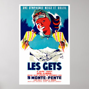 Les Gets, Frankrike, vintersport, skidåkning, vint Poster