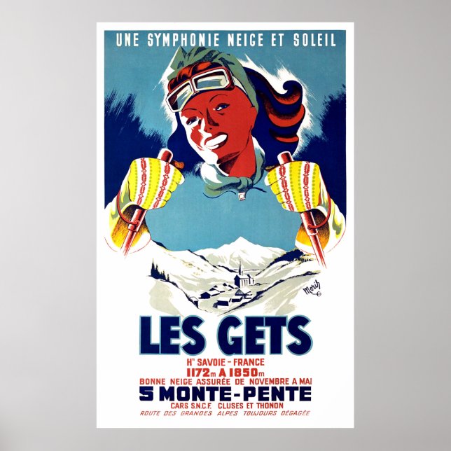 Les Gets, Frankrike, vintersport, skidåkning, vint Poster (Framsidan)
