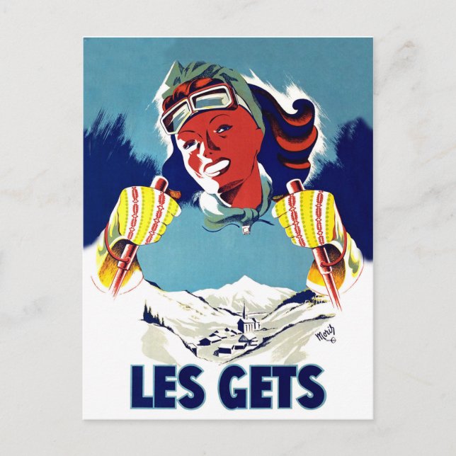 Les Gets, Frankrike, vintersport, skidåkning, vint Vykort (Framsida)