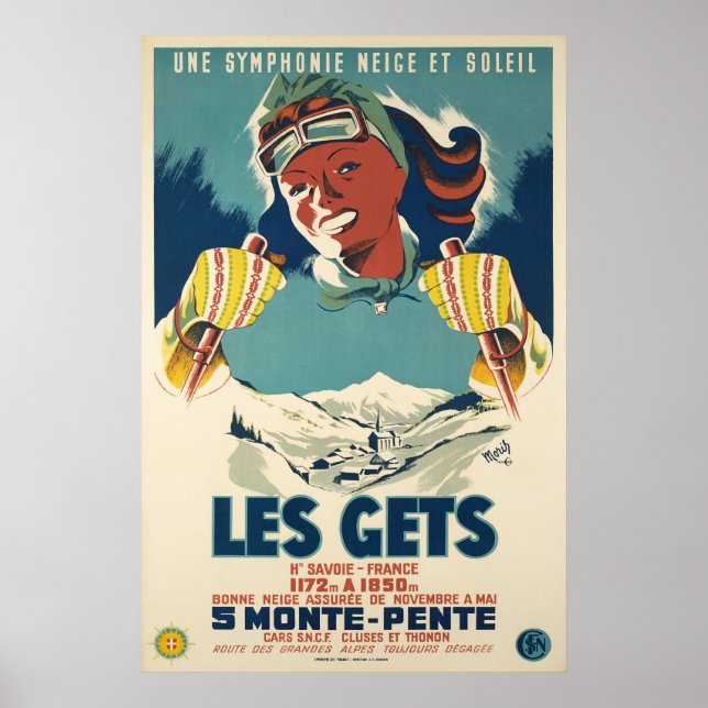 Les Gets, Savoie, Frankrike, Ski-Poster Poster (Framsidan)