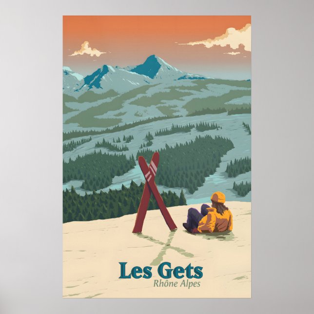 Les Gets Skidort Reseskylt Poster (Framsidan)