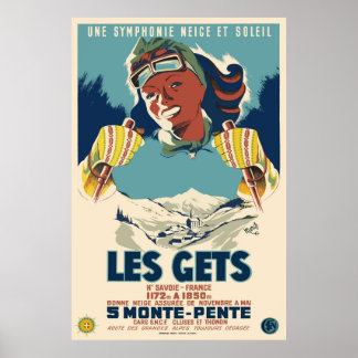 Les Gets une symhonie neige et soleil Ski Poster