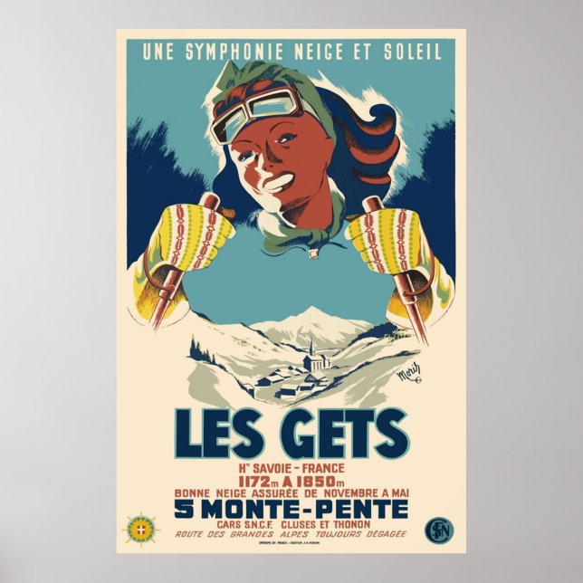 Les Gets une symhonie neige et soleil Ski Poster (Framsidan)