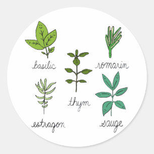 Les herbes runt klistermärke