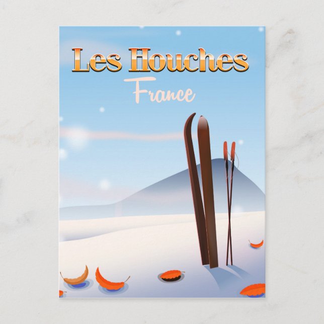 Les Houches Frankrike ski poster Vykort (Framsida)