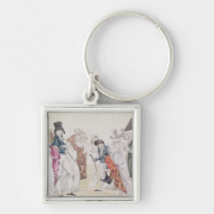 Les Invisibles', c.1807 Fyrkantig Silverfärgad Nyckelring