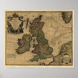 Les Isles Britanniques, 1700's Karta - Anpassad Poster