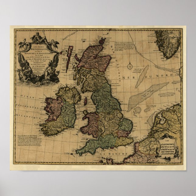 Les Isles Britanniques, 1700's Karta - Anpassad Poster (Framsidan)