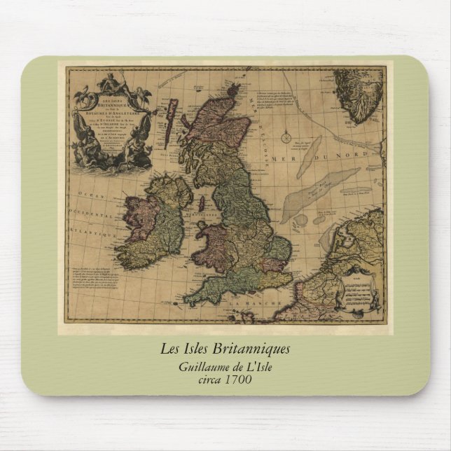 Les Isles Britanniques, karta 1700's Musmatta (Framsidan)