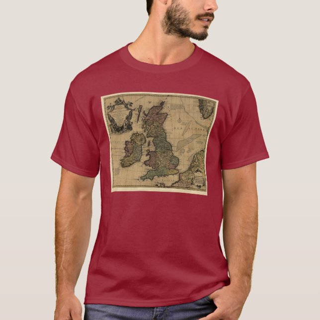 Les Isles Britanniques, karta 1700's T Shirt (Framsida)