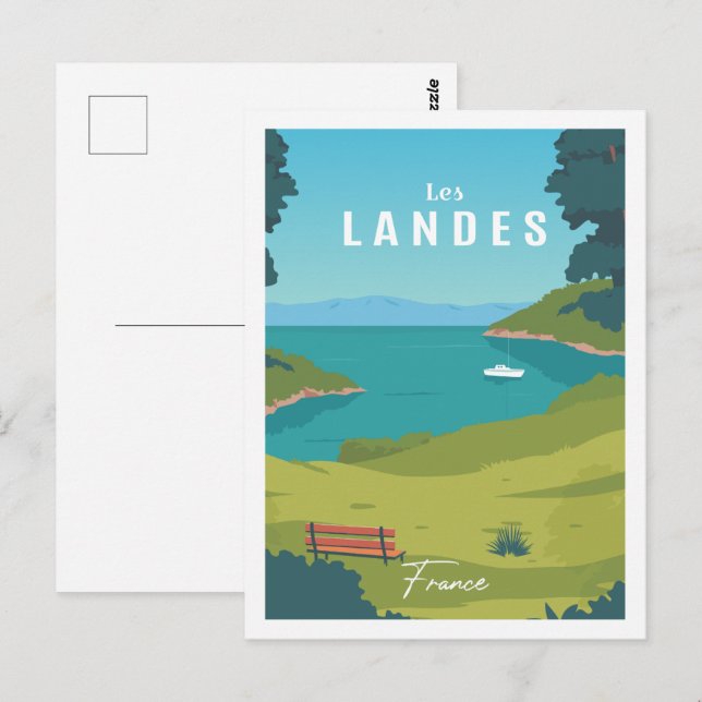 Les Landes Frankrike Berömd Travel Ställe Illustra Vykort (Fram/baksida)