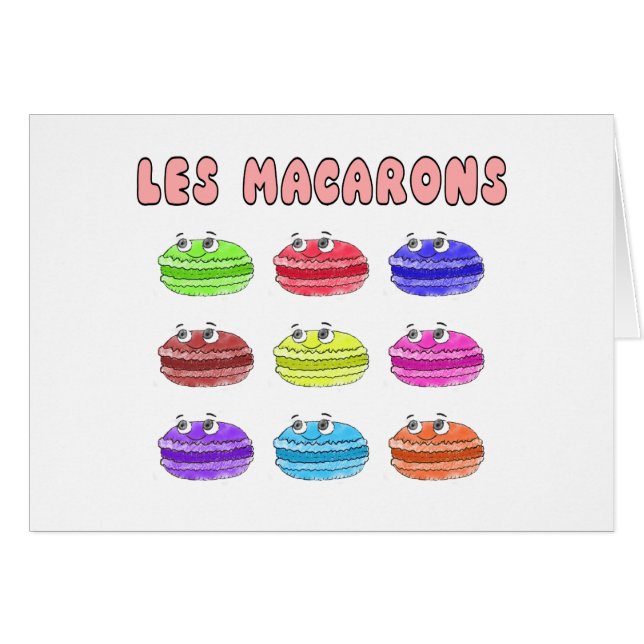 Les Macarons Cute Tecknad Hälsningskort (Framsidan Horizontal)