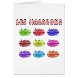 Les Macarons Cute Tecknad Hälsningskort