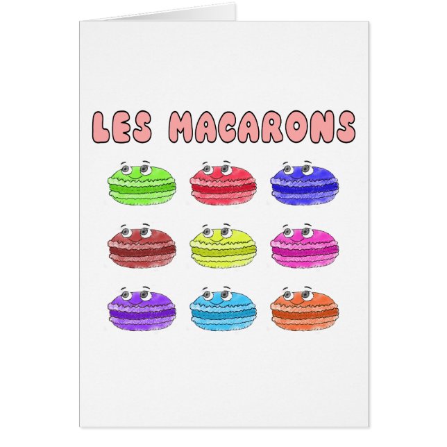Les Macarons Cute Tecknad Hälsningskort (Framsidan)