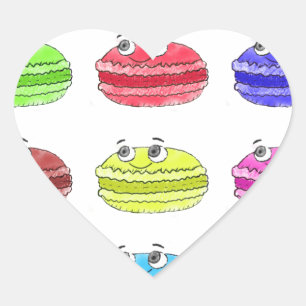 Les Macarons Cute Tecknad Hjärtformat Klistermärke