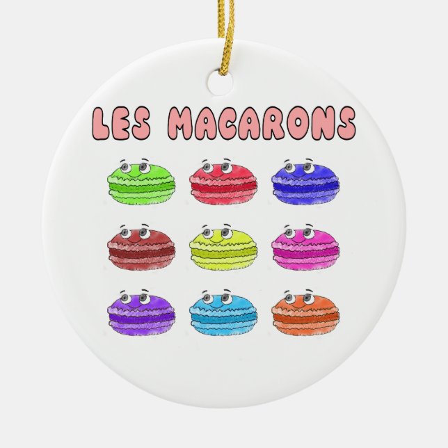 Les Macarons Cute Tecknad Julgransprydnad Keramik (Framsidan)