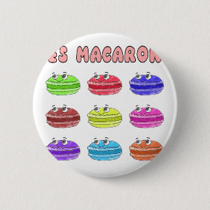 Les Macarons Cute Tecknad Knapp