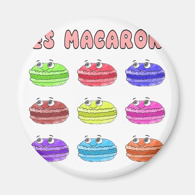 Les Macarons Cute Tecknad Magnet (Framsidan)