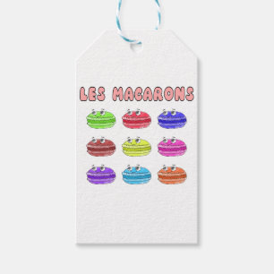 Les Macarons Cute Tecknad Presentetikett