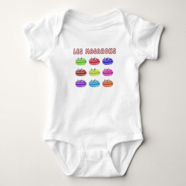 Les Macarons Cute Tecknad T Shirt (Framsida)