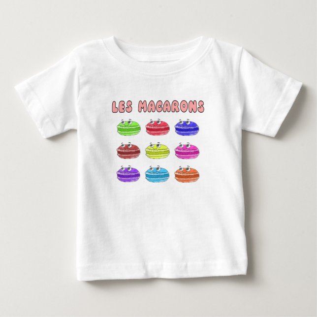 Les Macarons Cute Tecknad Tee Shirt (Framsida)