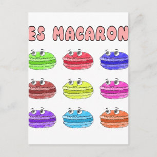 Les Macarons Cute Tecknad Vykort