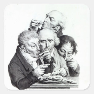 Les Mangeurs d'Huitres, 1825 Fyrkantigt Klistermärke