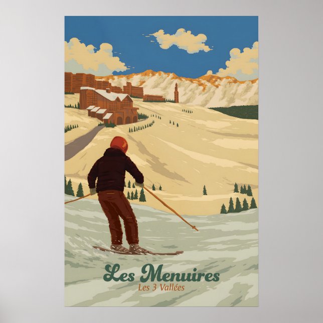 Les Menuires Skidområde Reseskylt Poster (Framsidan)