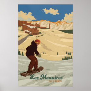 Les Menuires Snowboard Reseskylt Poster