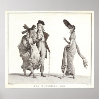 Les Merveilleuses Antique Fransk Mode Skriv ut Poster