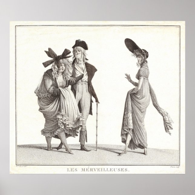 Les Merveilleuses Antique Fransk Mode Skriv ut Poster (Framsidan)